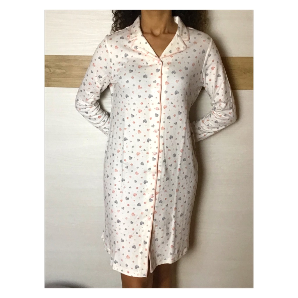 CAMICIA DA NOTTE APERTA DAVANTI IN CALDO COTONE