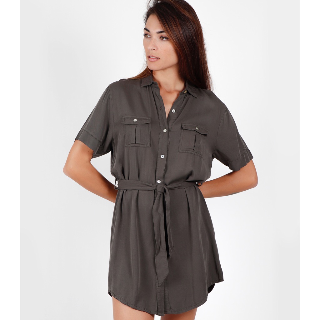 abito-corto-donna-viscosa-verde-militare