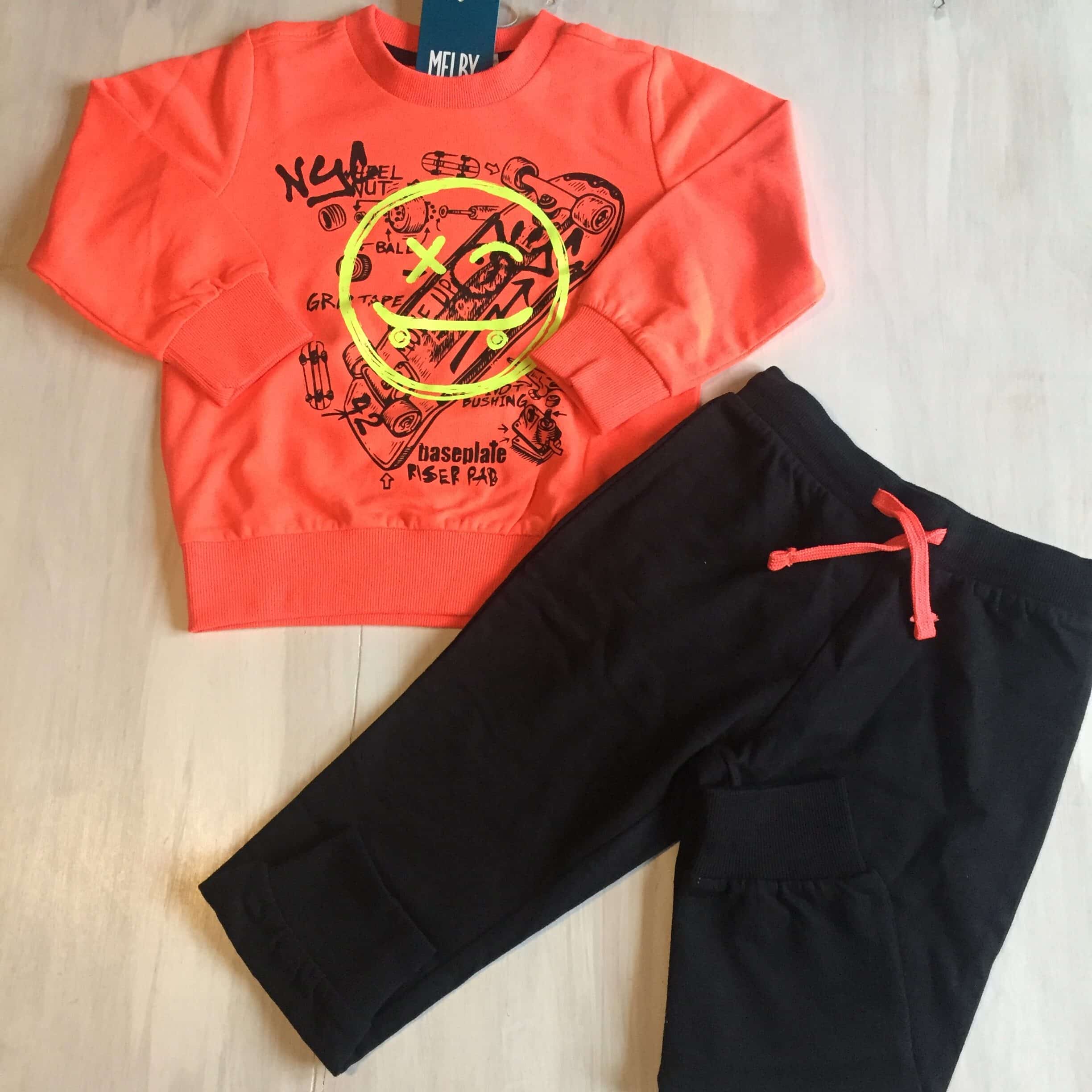 tuta-bimbo-ragazzo-arancione-fluo-pantalone-polsino-primavera-autunno