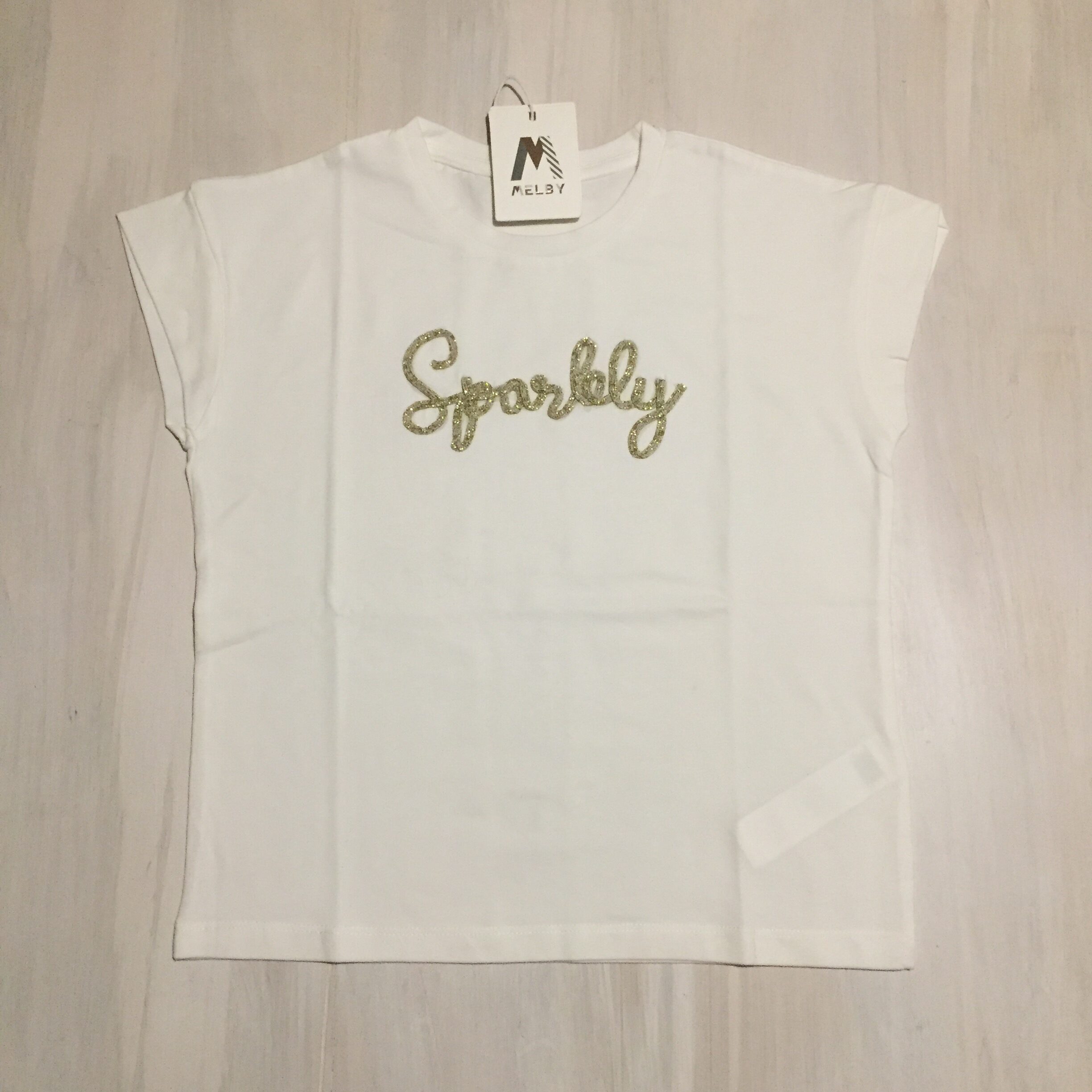 t-shirt-manica-corta-smanicata-sparkly-panna-oro-bimba-melby