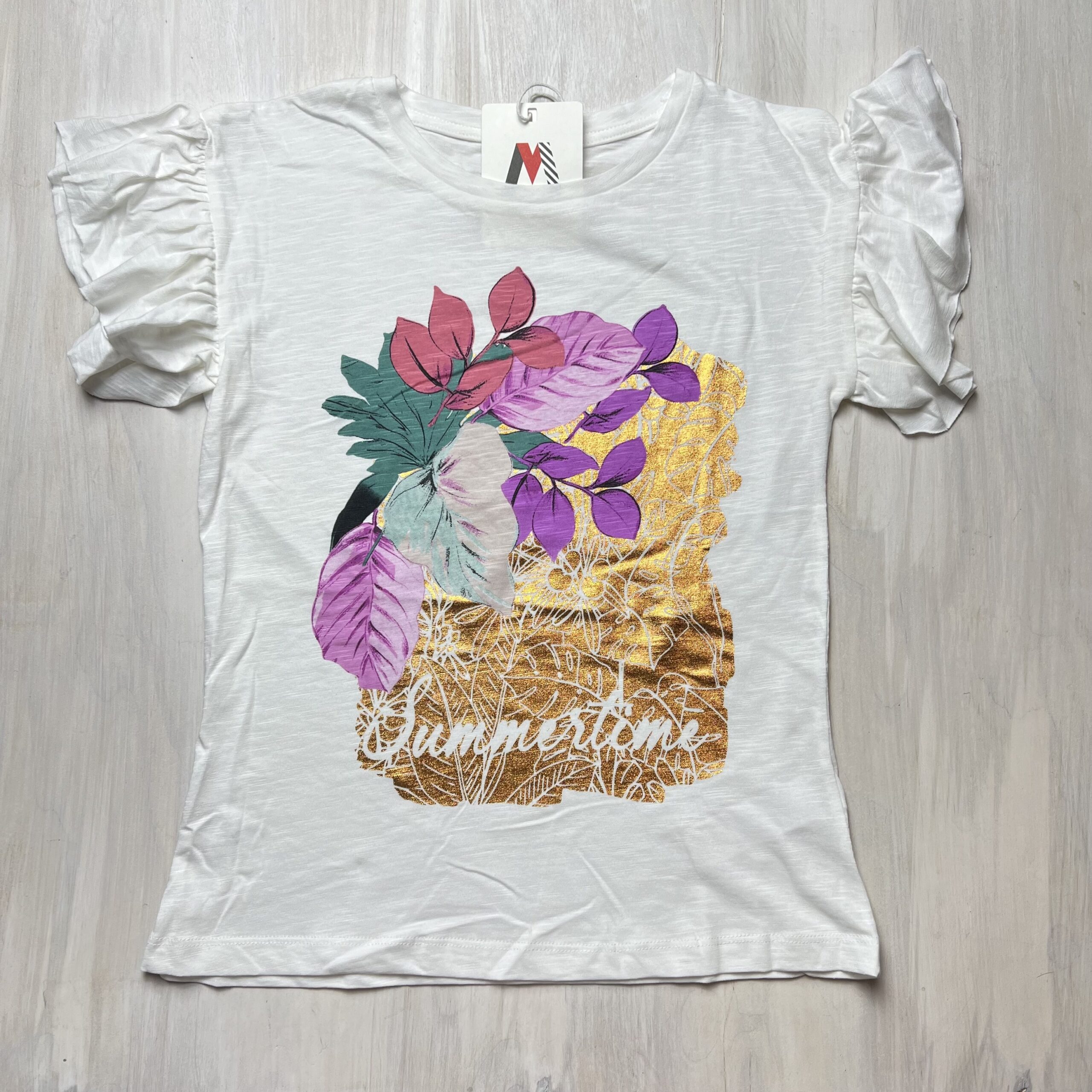 t-shirt-cotone-bimba-ragazza-foglie-stampa-estate
