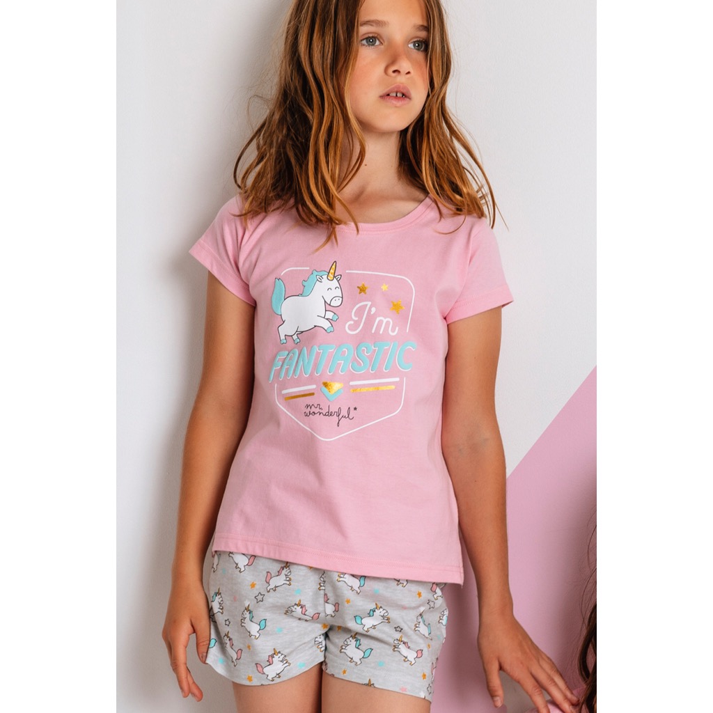pigiama-estivo-bimba-ragazzina-mr-wonderful-cotone-estate-shopping-per-bimbi-unicorno-rosa