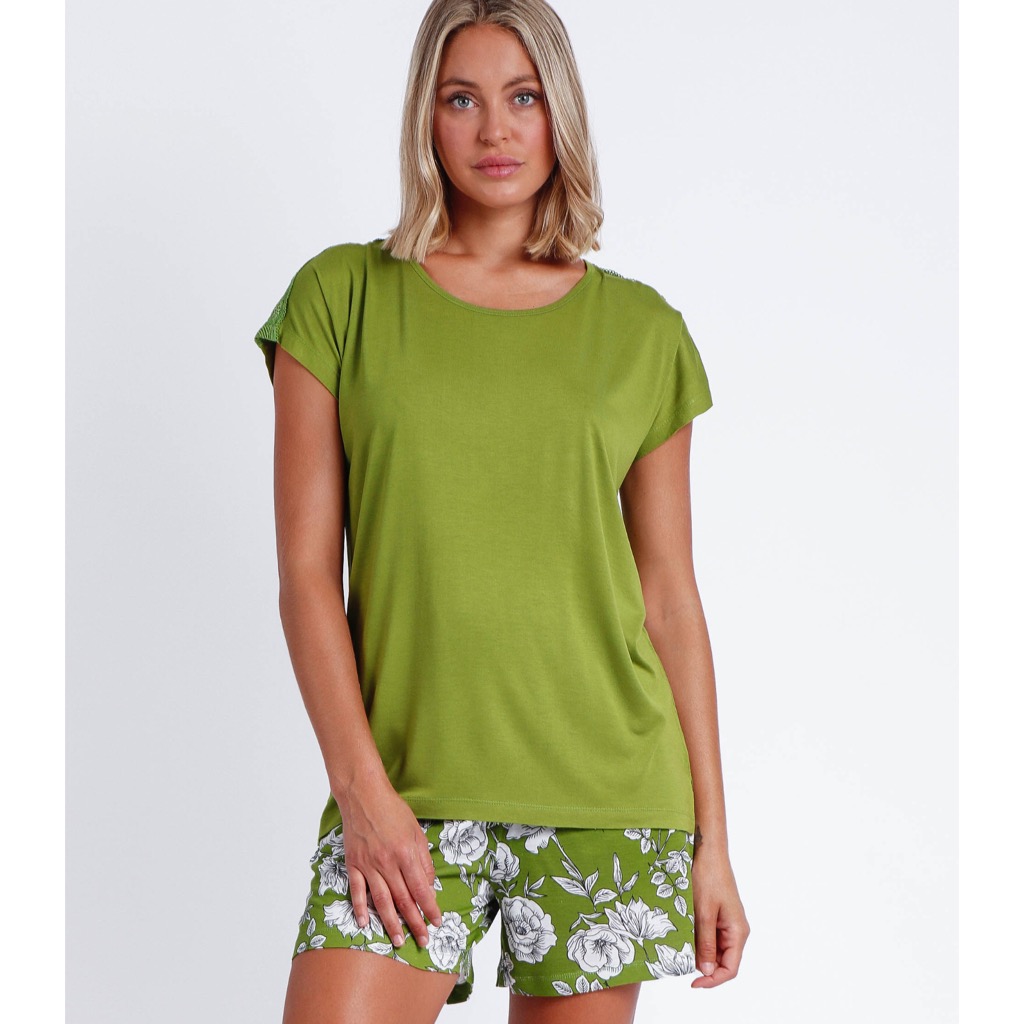 pigiama-donna-viscosa-verde-fiori-admas