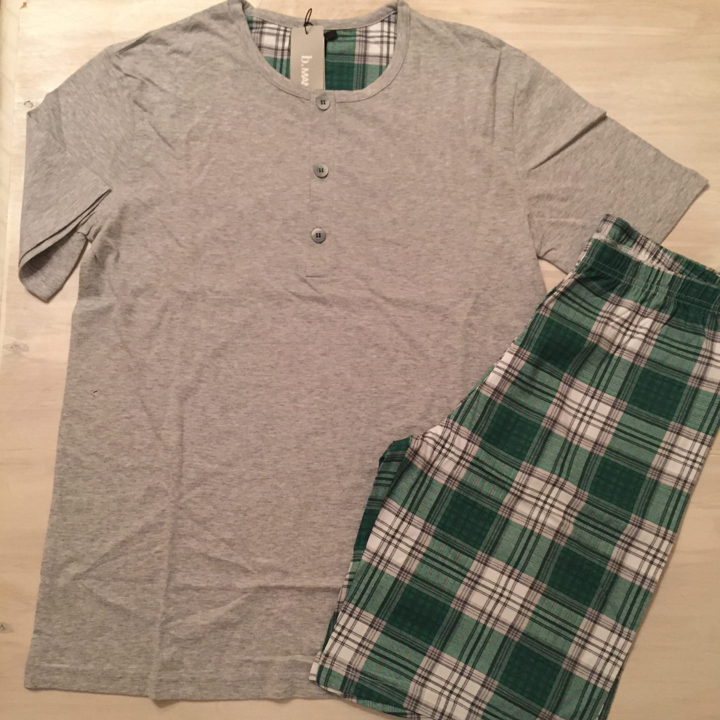 pigiama-manica-corta-serafino-grigio-verde-bisbigli