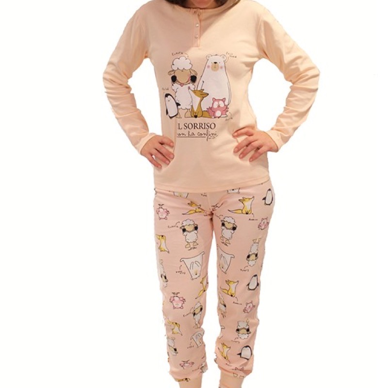 pigiama-caldo-cotone-donna-pecorella-orso-polare-offerta-happy-people