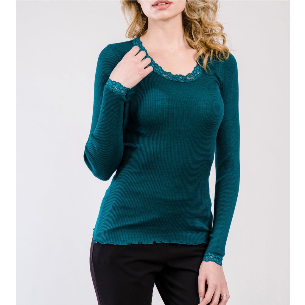 maglia-donna-manica-lunga-pizzo-smeraldo-lana-merinos-merino-seta