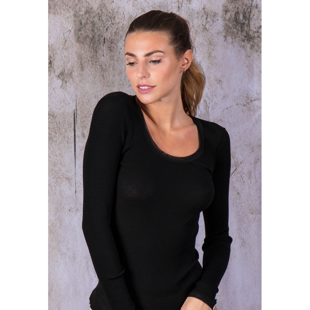 maglia-manica-lunga-girocollo-tulle-nero-lana-merinos-seta-merino-nero